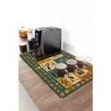 Valerine Life Barista Kahve Barı Matı 40X90cm Espresso Makinesi Çaycı Altlığı Arabica Folk Mozaiği