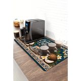 Valerine Life Barista Kahve Barı Matı 40X90CM Espresso Makinesi Çaycı Altlığı Coconut Blue - Siyah - 1 Adet