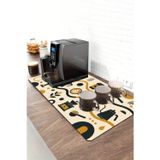 Valerine Life Barista Kahve Barı Matı 40X90cm Espresso Makinesi Çaycı Altlığı Dalga Kahve