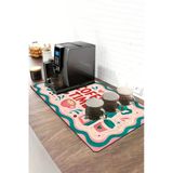 Valerine Life Barista Kahve Barı Matı 40X90cm Espresso Makinesi Çaycı Altlığı Dalgalı Kahve Zamanı