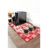 Valerine Life Barista Kahve Barı Matı 40X90CM Espresso Makinesi Çaycı Altlığı Damalı Kahve Zamanı - Siyah - 1 Adet