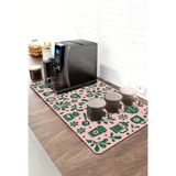 Valerine Life Barista Kahve Barı Matı 40X90CM Espresso Makinesi Çaycı Altlığı Folk Kahve Çiçekleri - Siyah - 1 Adet