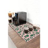 Valerine Life Barista Kahve Barı Matı 40X90cm Espresso Makinesi Çaycı Altlığı Folk Kahve Çiçekleri