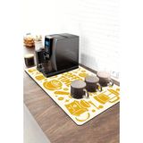 Valerine Life Barista Kahve Barı Matı 40X90CM Espresso Makinesi Çaycı Altlığı Hardal Kahve Ikonları - Siyah - 1 Adet