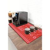 Valerine Life Barista Kahve Barı Matı 40X90CM Espresso Makinesi Çaycı Altlığı Kızıl Kahve Şeritleri - Siyah - 1 Adet