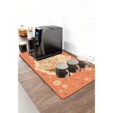 Valerine Life Barista Kahve Barı Matı 40X90CM Espresso Makinesi Çaycı Altlığı Mercan Kahve Madalyonu - Siyah - 1 Adet
