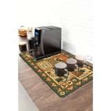 Valerine Life Barista Kahve Barı Matı 40X90CM Espresso Makinesi Çaycı Altlığı Miras Kahve Çinileri - Siyah - 1 Adet
