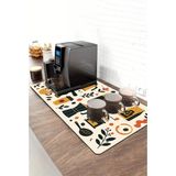 Valerine Life Barista Kahve Barı Matı 40X90CM Espresso Makinesi Çaycı Altlığı Modern Kahve Botaniği - Siyah - 1 Adet