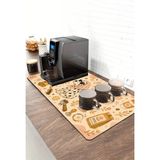 Valerine Life Barista Kahve Barı Matı 40X90CM Espresso Makinesi Çaycı Altlığı Papatyalı Dalmaçyalı - Siyah - 1 Adet