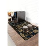 Valerine Life Barista Kahve Barı Matı 40X90CM Espresso Makinesi Çaycı Altlığı Vintage Espresso Bar - Siyah - 1 Adet