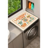 Valerine Life Çamaşır Kurutma Makinesi Üstü Düzenleyici Matı Sıvı Geçirmez Örtü Retro Laundry Time