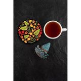 Valerine Life Çay Fincan Bardak Altlığı 10X10cm 6 Adet Yıkanabilir Kaymaz Deri Fındık Desenli