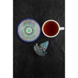 Valerine Life Çay Fincan Bardak Altlığı 10x10cm 6 Adet Yıkanabilir Kaymaz Deri Özbek Papatya Desenli