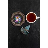 Valerine Life Çay Fincan Bardak Altlığı 10X10cm 6 Adet Yıkanabilir Kaymaz Deri Sarı Mavi Mor Menekşe