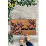 Valerine Life Damla Desenli Kuşlar Hoş Geldiniz Kapı Önü Paspası 45x70cm