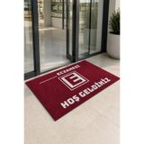 Valerine Life Eczane Logolu Kırmızı Hoş Geldiniz İşyeri Kapı Önü Paspası 45X70cm Kişiye Firmaya Özel
