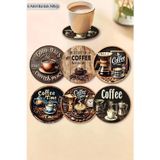 Valerine Life Ev Ofis Çay Fincan Bardak Altlığı 10X10cm Yıkanabilir Kaymaz 6'Lı Deri Coaster Seti