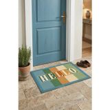 Valerine Life HELLO Retro Tipografi Dijital Baskılı işyeri Ev Ofis Kapı Önü Dış Paspası 45x70cm