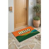 Valerine Life Hello Retro Vintage Çizgili Dijital Baskılı Ev Ofis işyeri Dış Kapı Önü Paspası 45x70c