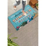 Valerine Life Hello Summer Merhaba Yaz Mavi Renkli Welcome Hoş Geldiniz Kapı Önü Paspası 45x70cm