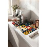 Valerine Life Kahve Espresso Makinesi Matı 35X45cm Çaycı Pad Su Geçirmez Geometrik Barista Blokları