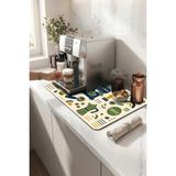 Valerine Life Kahve Espresso Makinesi Matı 35X45CM Çaycı Pad Su Geçirmez Retro Roastery - Siyah - 1 Adet