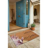 Valerine Life Kapı Önü Paspası 45X70cm İç Dış Mekan Pembe Lilyum Çiçeği Kişiye Aileye Özel