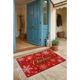 Valerine Life Kapı Önü Paspası 45X70cm İç Dış Mekan Yeni Yıl Ürünleri Noel Süsleri Kırmızı Noel Karı