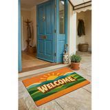 Valerine Life Kapı Önü Paspası 45X70cm Kaymaz Taban Dekoratif İç Dış Mekan 1950'Ler Retro Welcome