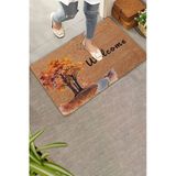 Valerine Life Kapı Önü Paspası 45X70cm Kaymaz Taban Dekoratif İç Dış Mekan Ağaç Ve Kuşlar Sonbahar