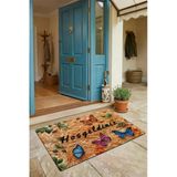 Valerine Life Kapı Önü Paspası 45X70cm Kaymaz Taban Dekoratif İç Dış Mekan Ahşap Oymalı Kelebekler