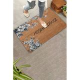 Valerine Life Kapı Önü Paspası 45X70cm Kaymaz Taban Dekoratif İç Dış Mekan Beyaz Gerbera Çiçekleri