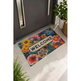 Valerine Life Kapı Önü Paspası 45X70cm Kaymaz Taban Dekoratif İç Dış Mekan Çiçekli Sarı Papatyalı