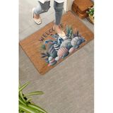 Valerine Life Kapı Önü Paspası 45X70cm Kaymaz Taban Dekoratif İç Dış Mekan Deniz Feneri Deniz Taşlar