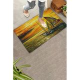 Valerine Life Kapı Önü Paspası 45X70cm Kaymaz Taban Dekoratif İç Dış Mekan Deniz Gemi Ve Gün Batımı
