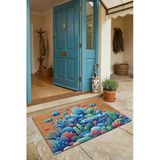 Valerine Life Kapı Önü Paspası 45X70cm Kaymaz Taban Dekoratif İç Dış Mekan Deniz Ve Balık Temalı