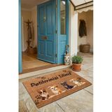 Valerine Life Kapı Önü Paspası 45X70cm Kaymaz Taban Dekoratif İç Dış Mekan Dörtlü Sevimli Köpekler