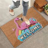 Valerine Life Kapı Önü Paspası 45X70cm Kaymaz Taban Dekoratif İç Dış Mekan Gökkuşağı Ve Flamingo