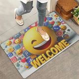 Valerine Life Kapı Önü Paspası 45X70cm Kaymaz Taban Dekoratif İç Dış Mekan Gülen Surat Emoji
