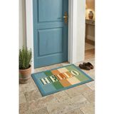 Valerine Life Kapı Önü Paspası 45X70cm Kaymaz Taban Dekoratif İç Dış Mekan Hello Retro Tipografi