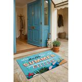 Valerine Life Kapı Önü Paspası 45X70cm Kaymaz Taban Dekoratif İç Dış Mekan Hello Summer Merhaba Yaz