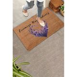 Valerine Life Kapı Önü Paspası 45X70cm Kaymaz Taban Dekoratif İç Dış Mekan Kalp Çemberi Lavanta