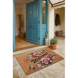 Valerine Life Kapı Önü Paspası 45X70cm Kaymaz Taban Dekoratif İç Dış Mekan Kırmızı Trento Gülleri