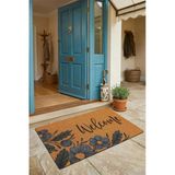 Valerine Life Kapı Önü Paspası 45X70cm Kaymaz Taban Dekoratif İç Dış Mekan Lacivert Papatya Çiçekli