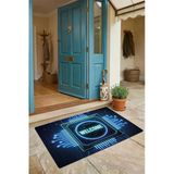 Valerine Life Kapı Önü Paspası 45X70cm Kaymaz Taban Dekoratif İç Dış Mekan Neon Çip Ve Devre Deseni