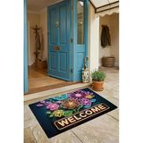 Valerine Life Kapı Önü Paspası 45X70cm Kaymaz Taban Dekoratif İç Dış Mekan Neon Papatya Çiçekleri