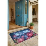 Valerine Life Kapı Önü Paspası 45X70cm Kaymaz Taban Dekoratif İç Dış Mekan Neon Zambak Çiçekleri