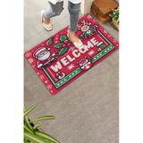 Valerine Life Kapı Önü Paspası 45X70cm Kaymaz Taban Dekoratif İç Dış Mekan Noel Baba Çınar Yaprağı