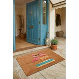 Valerine Life Kapı Önü Paspası 45X70cm Kaymaz Taban Dekoratif İç Dış Mekan Pembe Flamingo Çifti