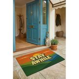 Valerine Life Kapı Önü Paspası 45X70cm Kaymaz Taban Dekoratif İç Dış Mekan Retro 70’Ler Stay Awhile
